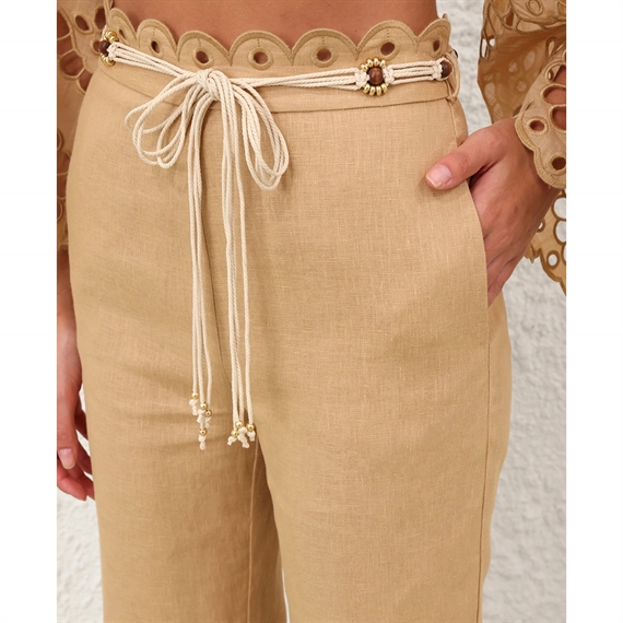 Zimmermann Awaken Embroidered Kick Flare Bukser, Straw 